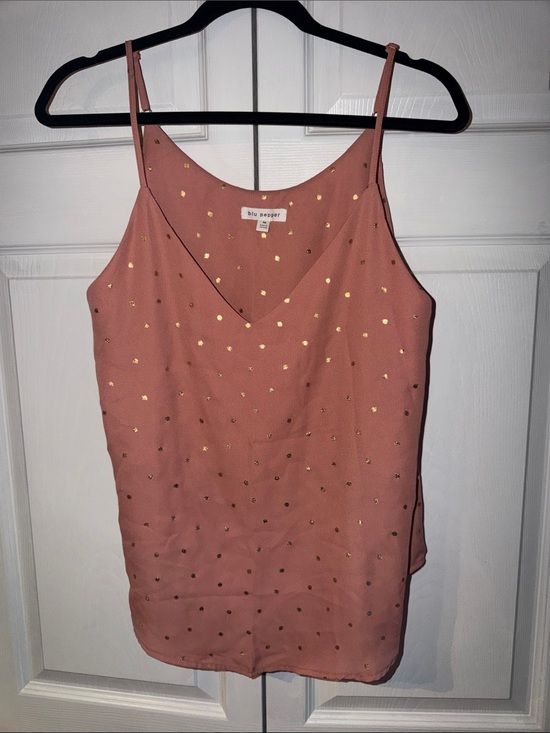 Blu Pepper Tops - Blu Pepper Dusty Rose Cami with Gold Dot Accents